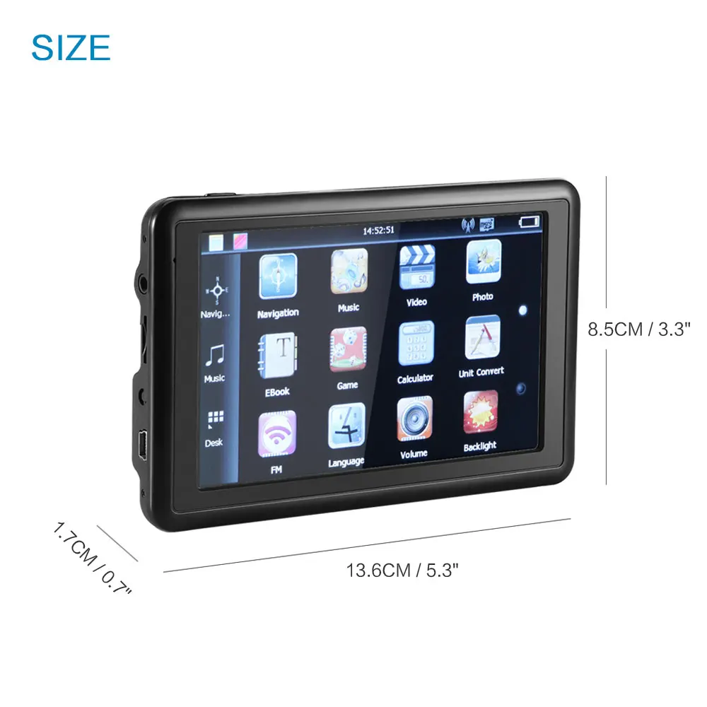 5 inch Auto Car GPS Navigation 128M Sat Nav latest Free Maps WinCE 6.0 FM Support Multi-languages