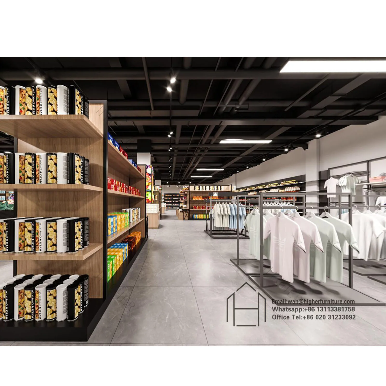 Supermarket Gondola Double Side Food Snack Retail Grocery Convenience Store Shelf Custom Design