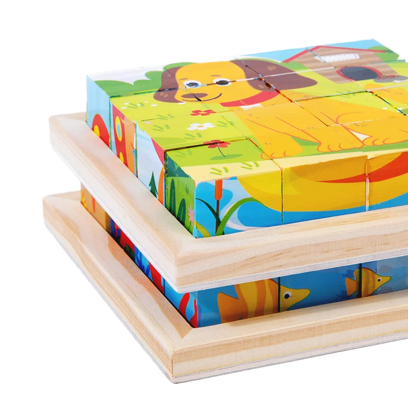 Unisex Wooden Vehicle Puzzles Toddlers Educational Developmental Cartoon Toy Montessori Color Shapes Learning Toy for Baby Wood