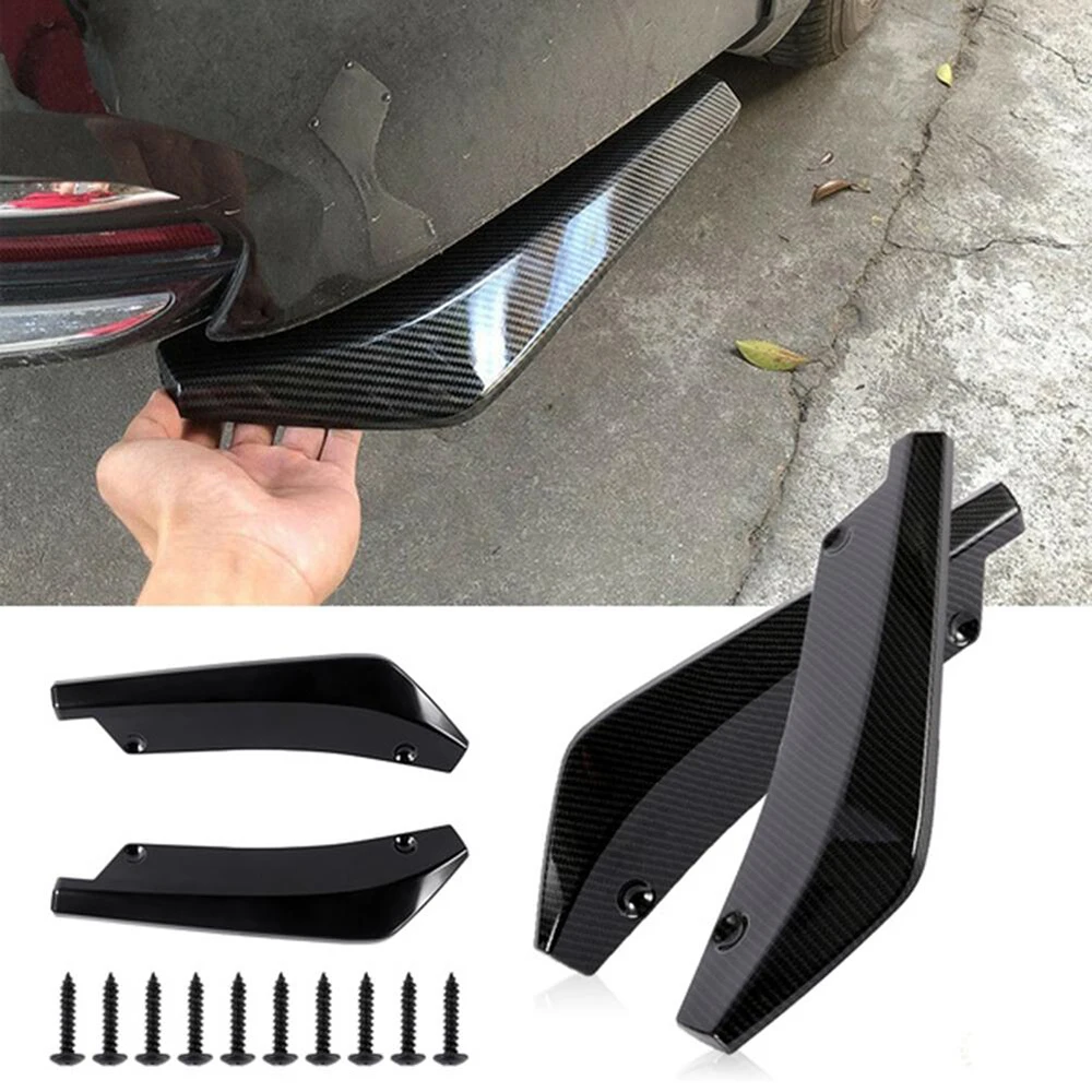 AUSO 2Pcs Universal Auto Parts ABS Rear Side Diffuser Splitter Spoiler Scratch Protector Bumper Lip