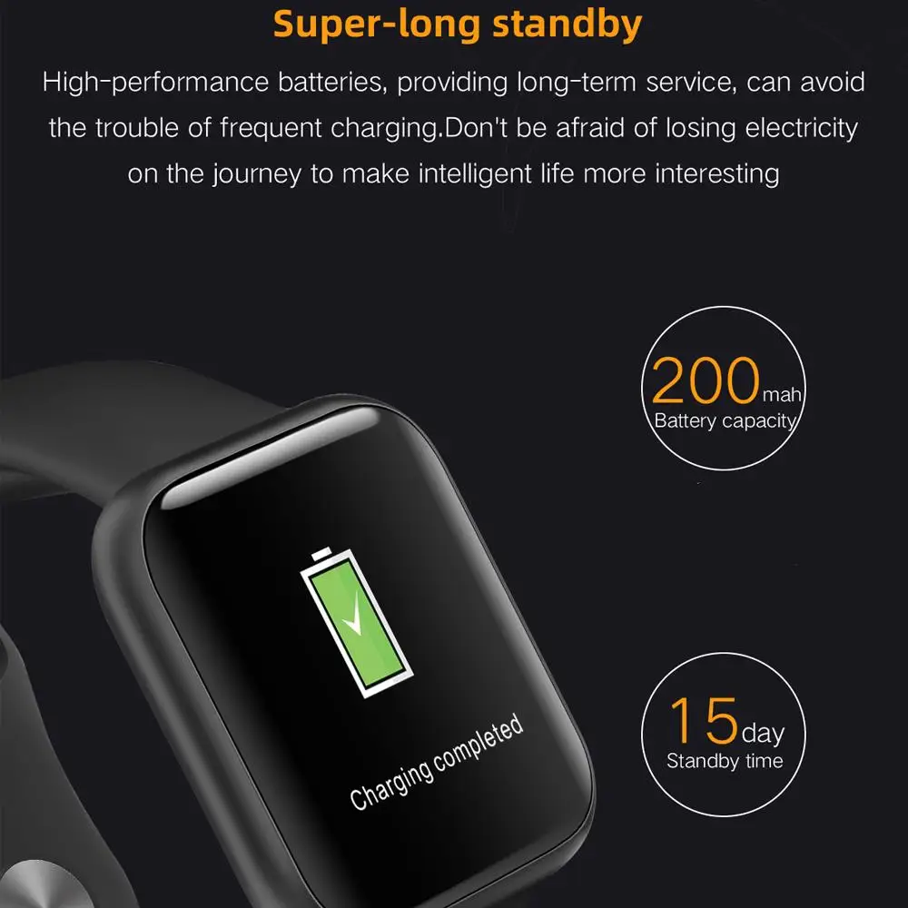 2021 Full Touch Screen IP68 P80 Blood Pressure Heart Rate Monitor Fitness Tracker P68 BT Smart Watch For Android IOS