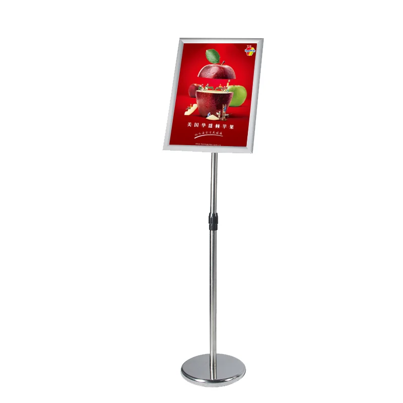 Portable stainless steel a4 a3 size telescopic display stand rotating poster sign by wholesale price