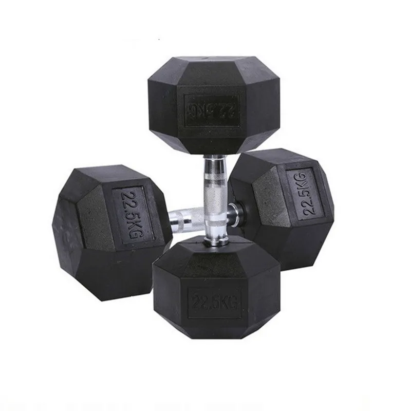 Rubber coated 5/10/15/20/25/30/35/40kg hexagon dumbbell for sale