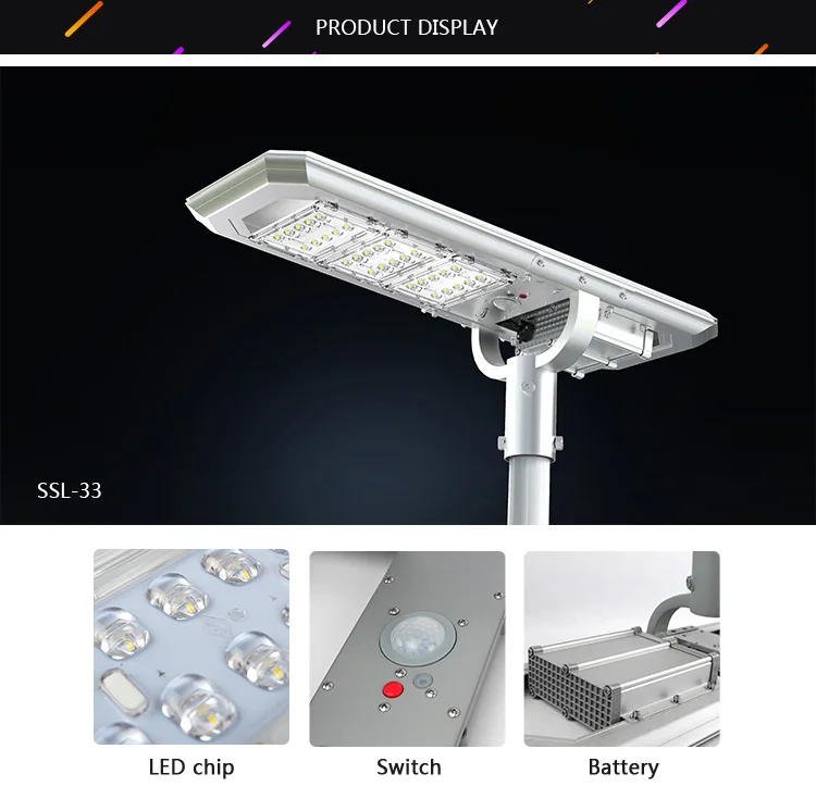 outdoor lamp garden solar led street light with solar panel 30w