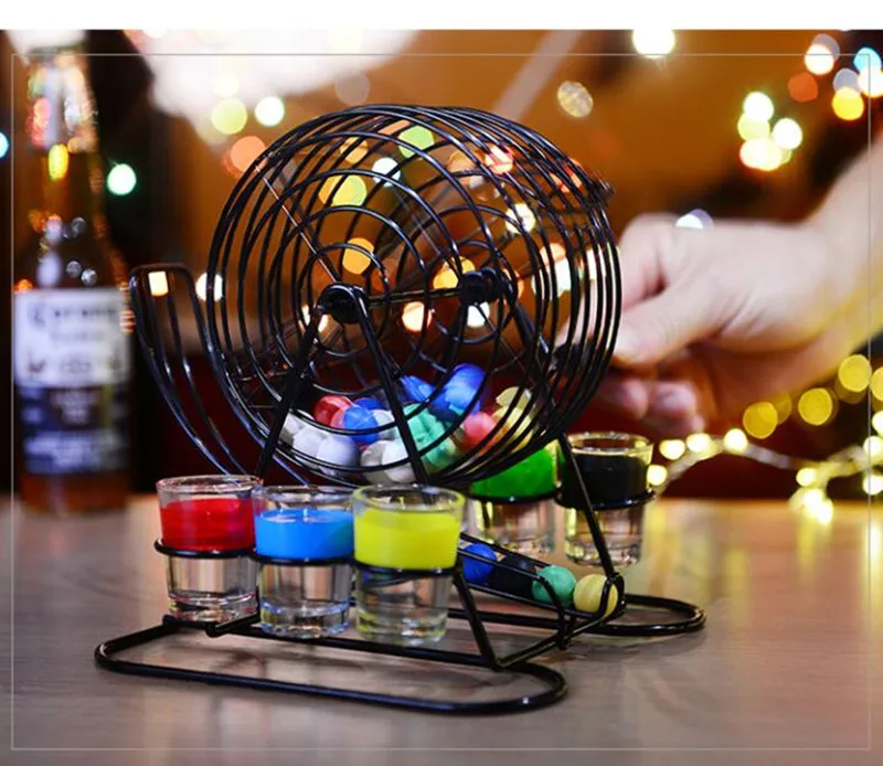 6 Different Color Shot Glasses 6 Color Balls Metal Cage Drunk Drinking Bingo Game Set for Adult Fun Beer Drinking Game Party