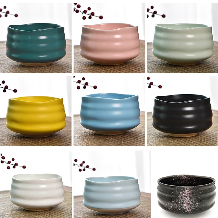 Colorful Pink Matcha Green Tea Gift Set Bowl Colorful Ceramic Pottery Matcha Bowl Set Chawan Chasen Kit