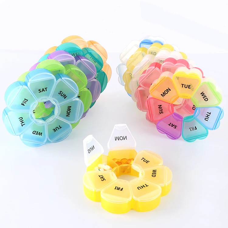 SUNSHING 7 Days Round Portable Medicine Pill Box Colorful Small Travel Vitamin Cases Container Storage Tablet Fish Oils Tools