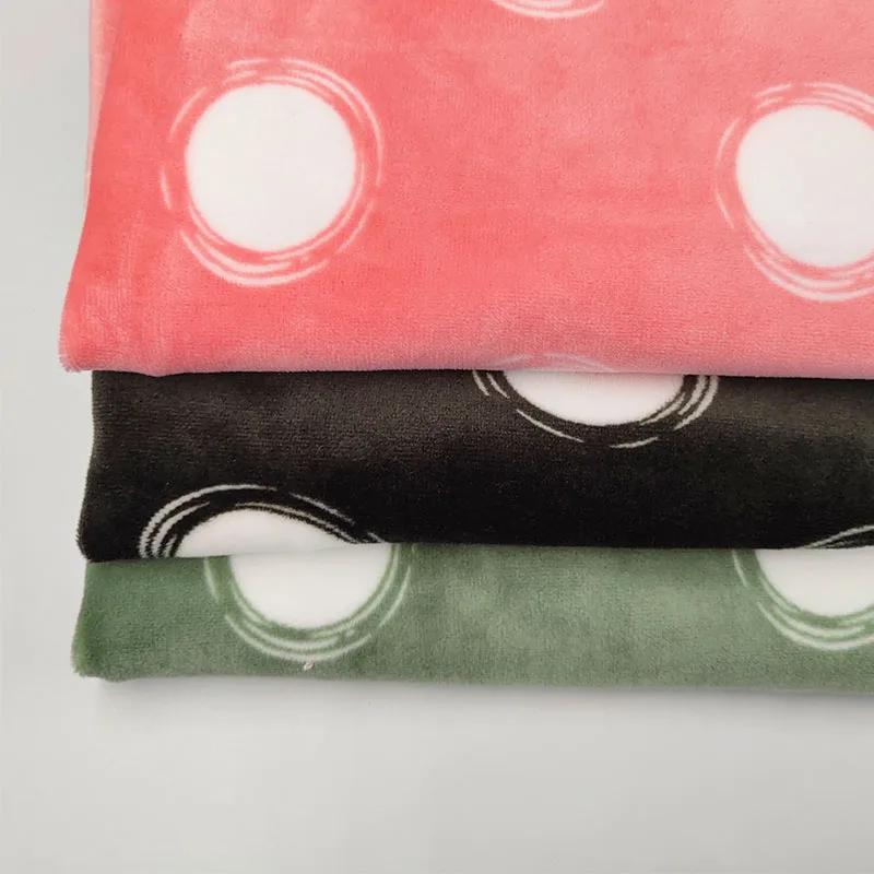 Super Soft Spandex Stretch Velvet Fleece Fabric One Side Brush Printed Fabric for Winter Garments