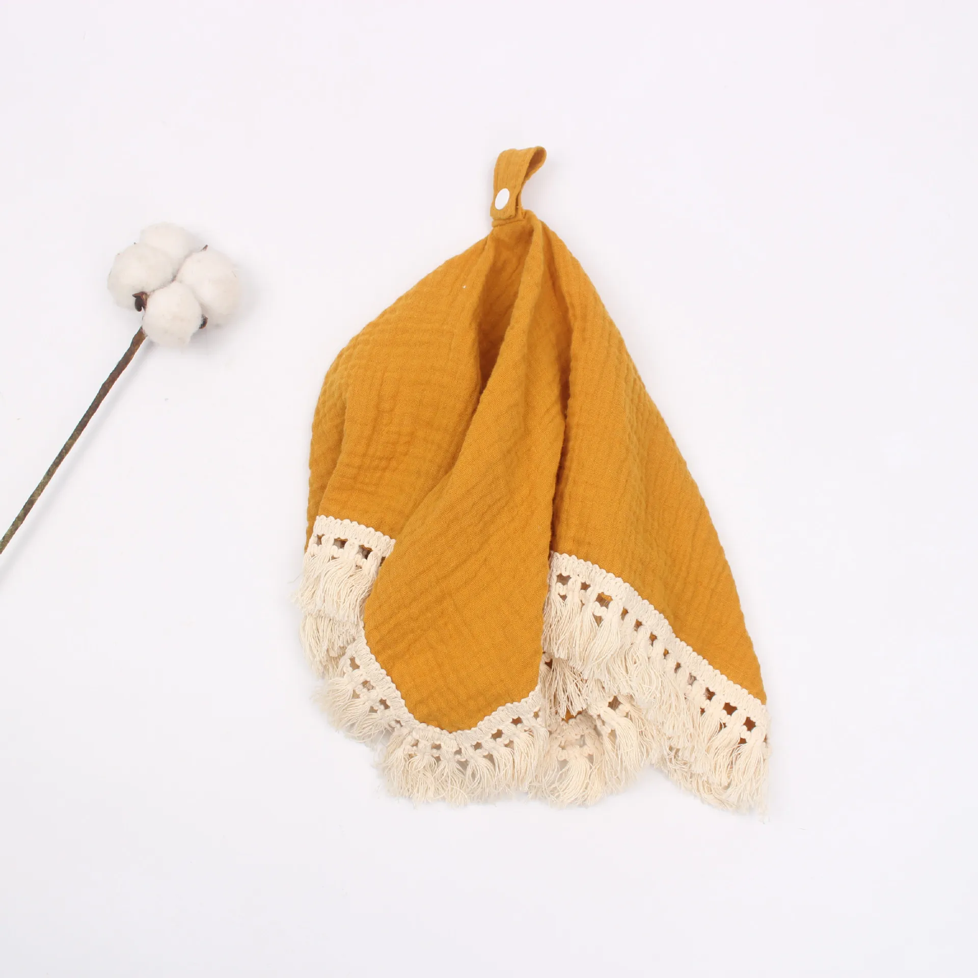 
Wholesale muslin comfort towel pacifier pendant solid baby security blanket with tassel 