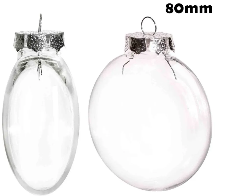 Transparent DIY Paintable Shatterproof Flat Christmas Bauble Clear Ball Decoration 80mm Plastic Disc Ornament
