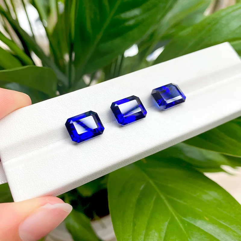 yinzheng Wholesale Price OCT Step Cut lab grown Royal Blue synthetic blue sapphire