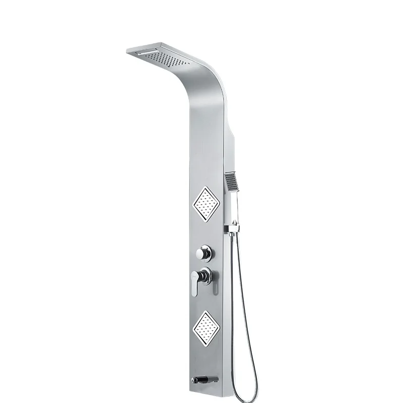 Bathroom Shower Panel Multi-Function 304 Stainless Steel Wall Mounted Cold And Hot Water Amazon Hot Sales Matt Black 6636