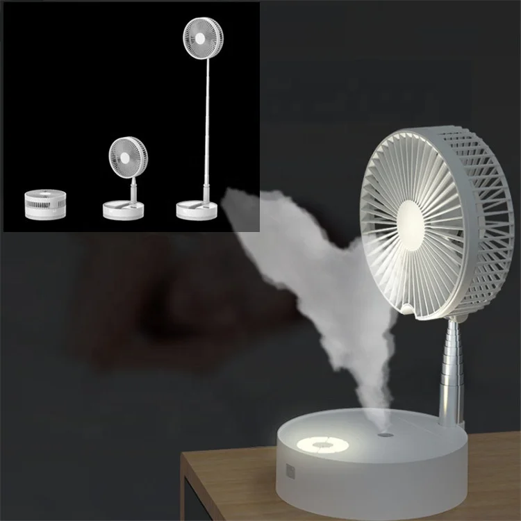 N97 Remote Control Shaking Head Telescopic Fan Water Spray Atomizing USB Rechargeable Mini Desk Floor Foldable Fans