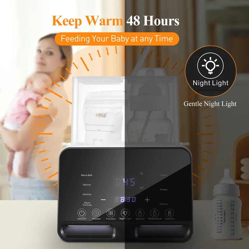 OEM ODM Order Factory Manufacturer Quick Heating Bpa Free Large Capacity Touch Screen Baby Milk Bottle Warmer Sterilizer
