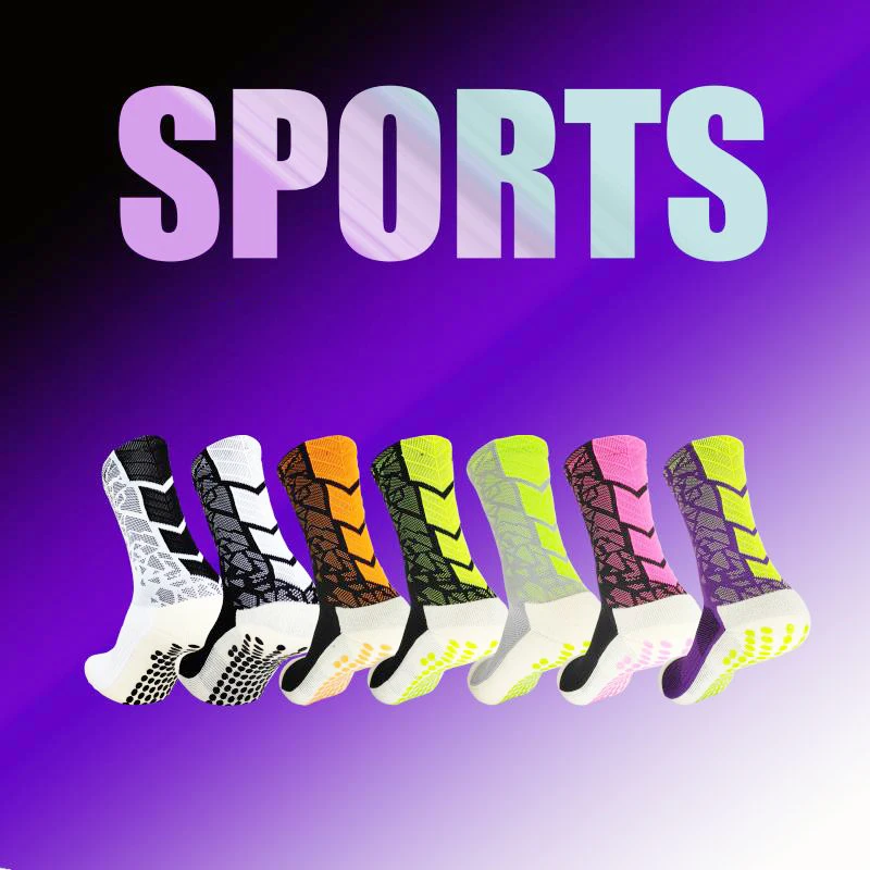 Free Sample Custom Logo Black Long Running Football Anti-slip Sneaker Grip Socks
