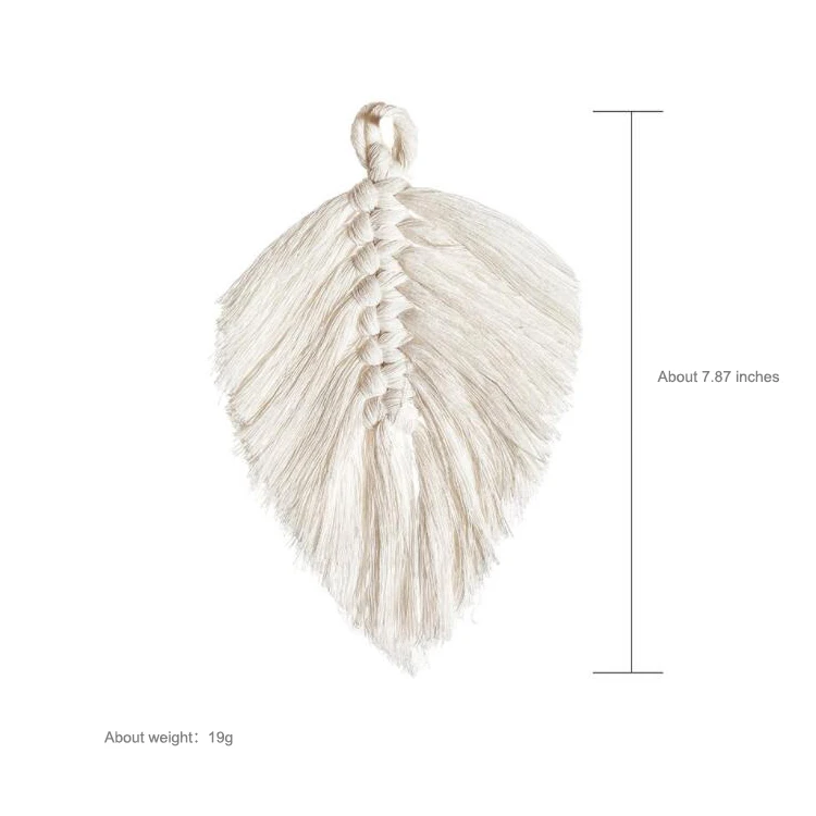 Macrame Woven Leaves Wall Hanging Boho Cotton Tassels Bedroom Tapestry Bohemian Pendant Art Wall Apartment Dorm Backdrop Decor