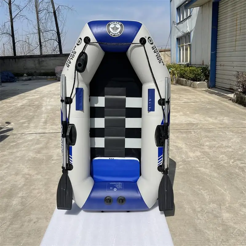 5.7ft Single Inflatable Kayak Fishing Boat Slat Wooden Floor Rowing Canoe Portable Dinghy with Paddles and Pump