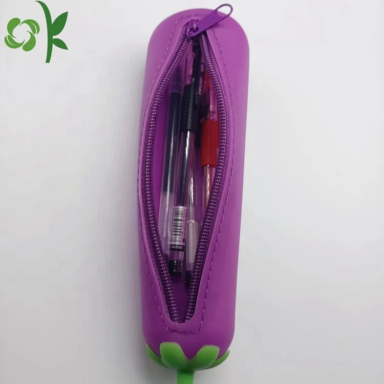OKSILICONE Wholesale Students Waterproof Stationery Silicone Pencil Case Cute Custom Designs Silicon Pen Holder Case