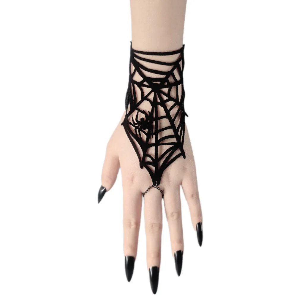 Gothic Style Spider Web Bracelet Halloween Easter Finger Chain Gothic Style Personalized Simple Party Accessories