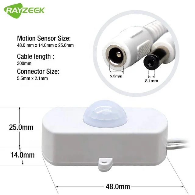 BS010BW Time Distance Adjustable Dimmer Mini Smart 12V 24V PIR motion Sensor for Lighting