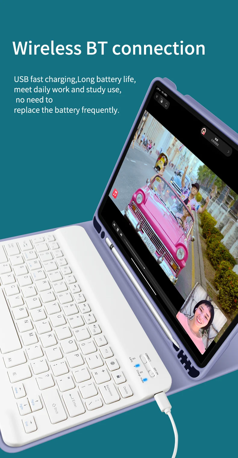 Smart Tablet Cases with BT Mini Keyboard Pen Slot Flip Leather Covers For Tablets For iPad 9.7 Air 2017/2018 Foldable Holder