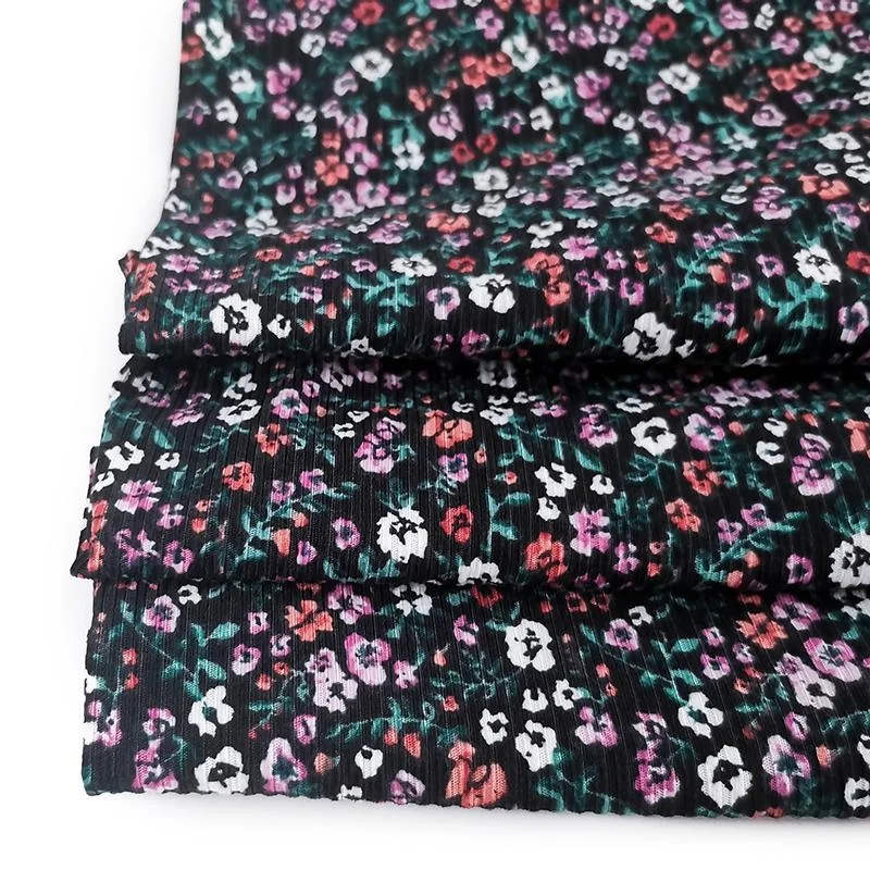 HOT SALE ESSE TEXTILE DTY 3*2 RIB 2-SIDE BRUSH PRINT FABRIC FOR WOMEN DRESS AND SWEATER TELA