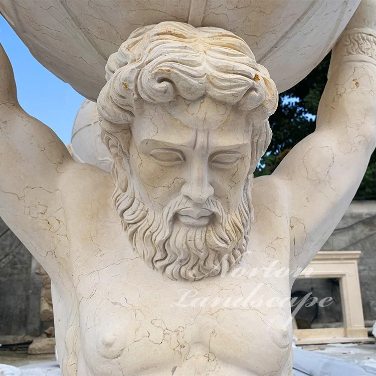 Уличное украшение для сада натуральная резьба по камню мрамор греческие боги атлас скульптура земли статуи