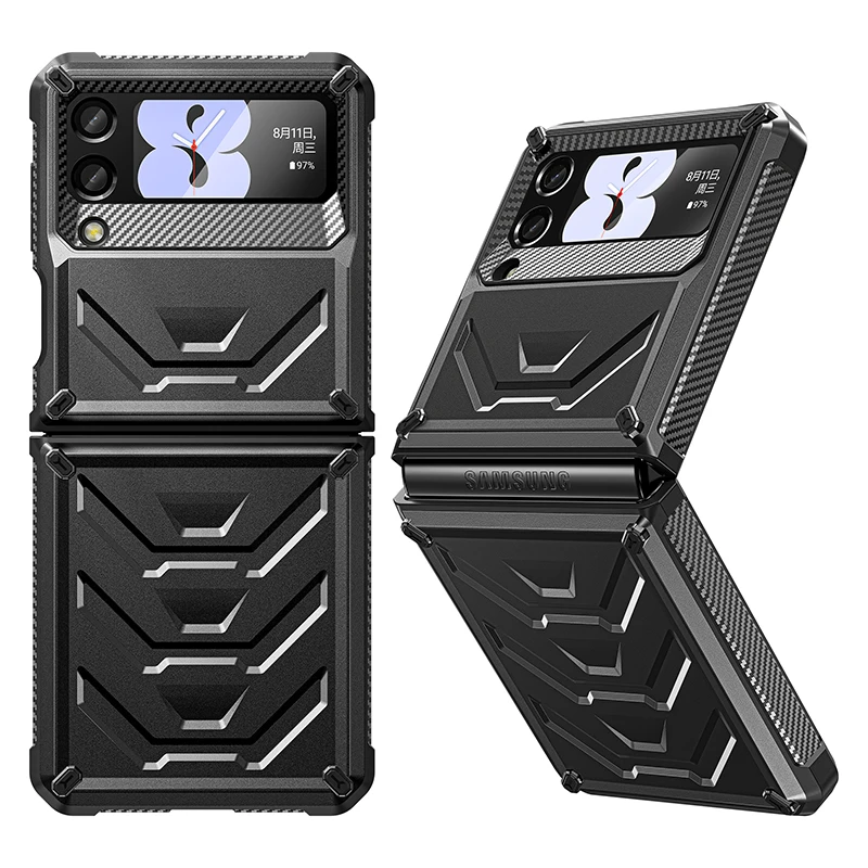 Military duty rugged defender case for Samsung Galaxy Z Flip 3 built in screen protector