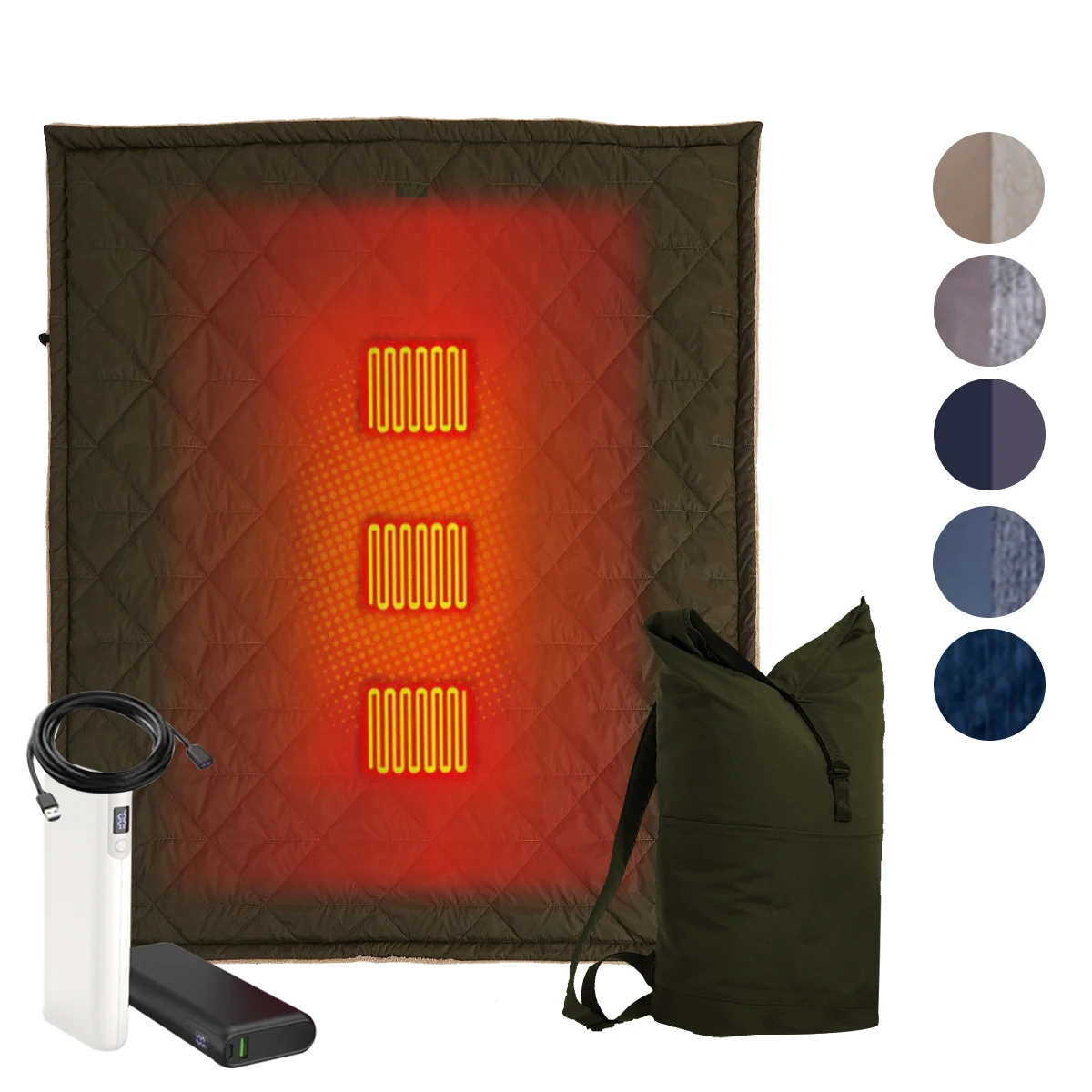 Outdoor 12V Fast heating Duel Control Battery Power USB Heated Blanket  Electric Battery Heating Blanket