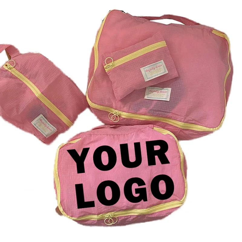 Fashion Wholesale Cotton Packing Cubes For Travel Letter Pattern Suitcase Organizer Bags Essential For Organizing Luggage