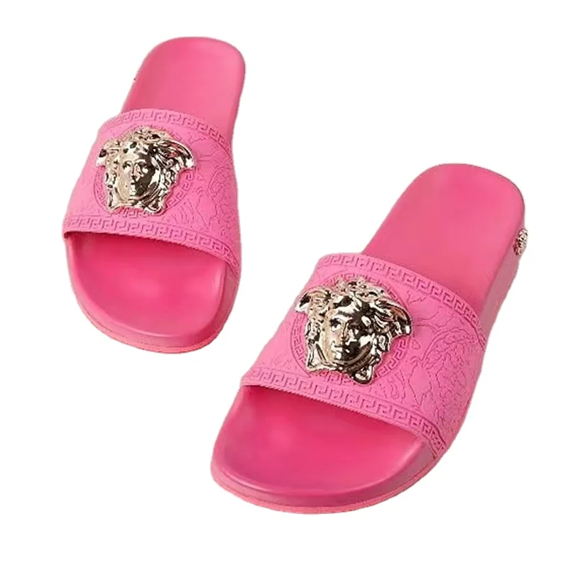 popular  pvc shoes women platform sandal with head ornament one-piece non-slip beach comfortable casual slippers for ladies