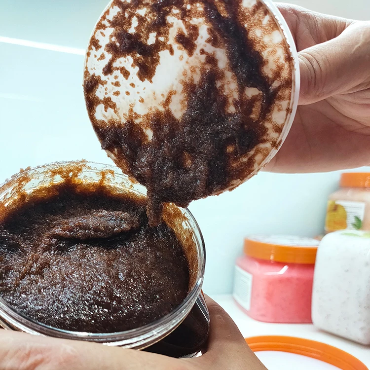 Wholesale organic whitening sugar body scrubs skin care exfoliantes natural shea private label body scrub