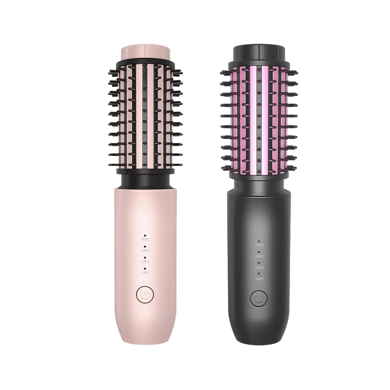 Cordless Rotating Portable Ionic 3-In-1 Hot Air Brush Volumizer Hair Dryer Brush Straightener Comb Blowout Brush