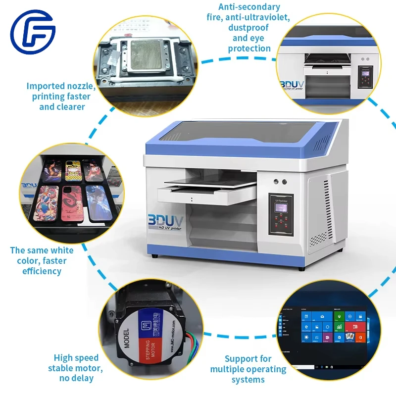 flatbed uv printer Small acrylic keychain bottle glass flying saucer jigsaw mobile phone case printing machine