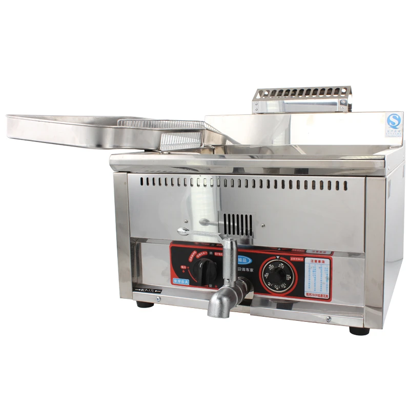 New LPG single deep fryer 15 liters stainless steel french fries gas deep fryer commercial with thermostat oil drainer