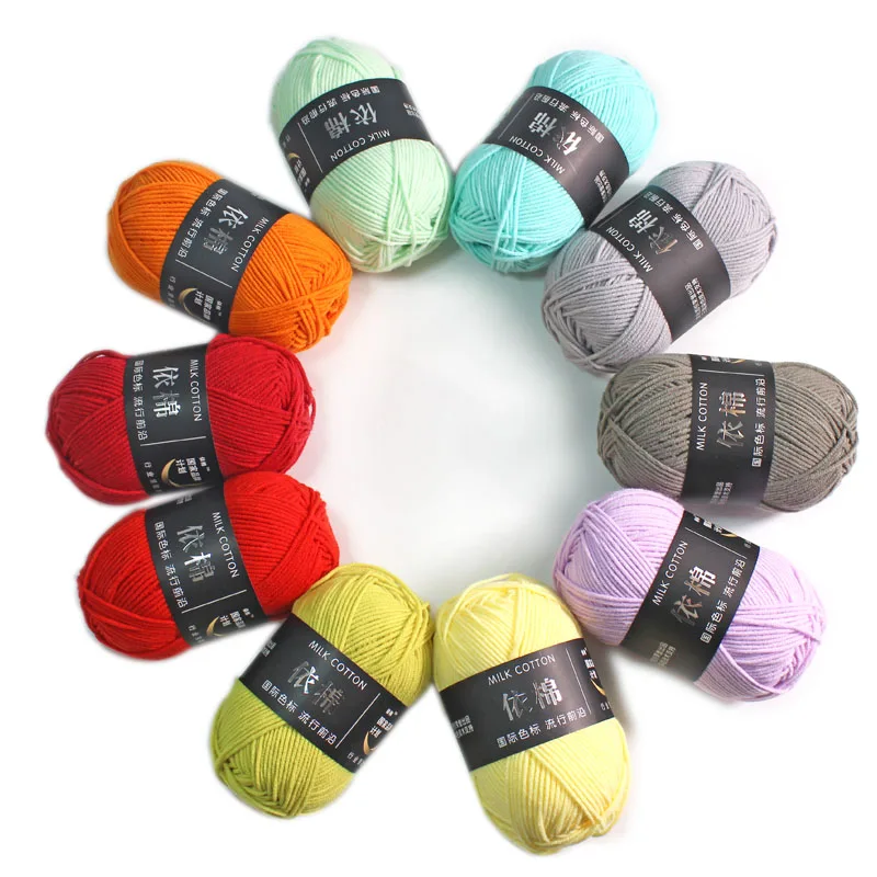 Wholesale Mix Color 4ply Blended Acrylic Crochet Milk Cotton Yarn for Hand Knitting Baby Yarns