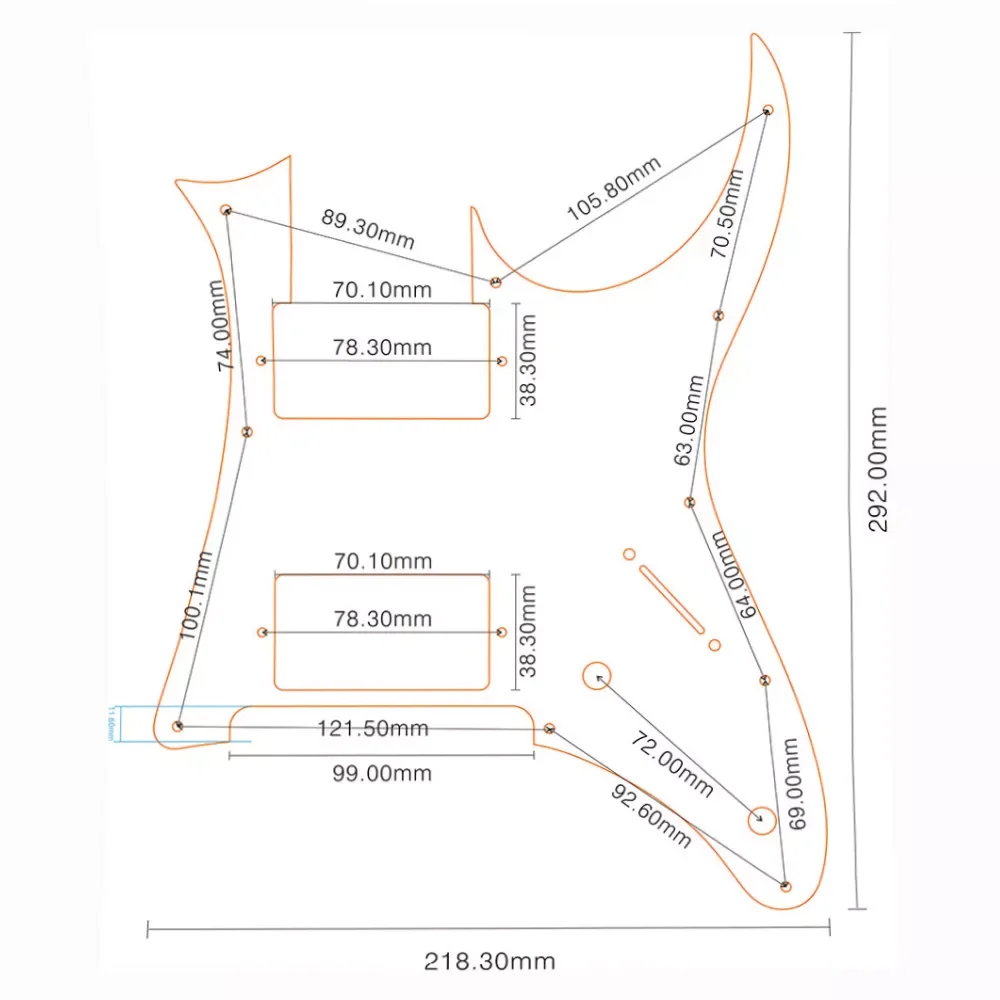 Pleroo Custom Guitar Parts - For Ibanez MIJ RG350 DXZ Guitar Pickguard HH Humbucker Pickup Scratch Plate