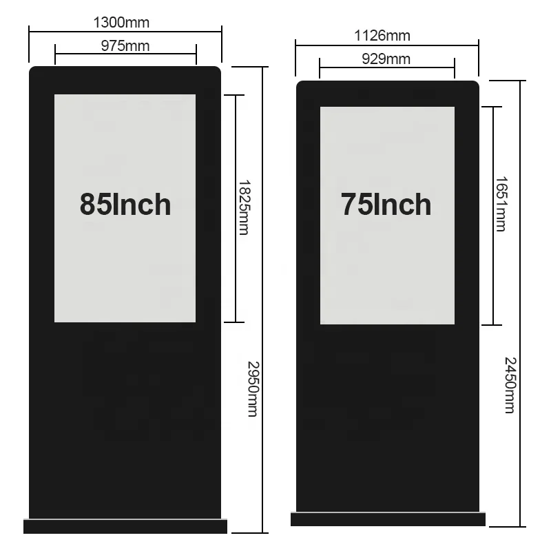 55 inch led/Lcd video light box usb metal advertising player waterproof Advertising screen outdoor digital signage display totem