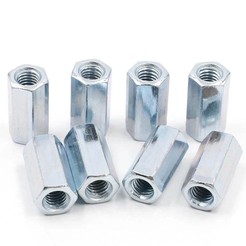 Sunpoint DIN6334 M4 M5 M6 M8 M10 Connecting Galvanized Long Nut Steel Spacer Long Hex Coupling Nut