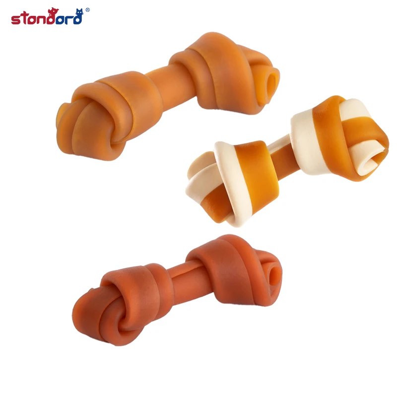 Eco -Friendly Supplies Dental Chews Pet Snacks Nutritious Wrap Color Knotted Food Knotted Rawhide Bone Dog Treats