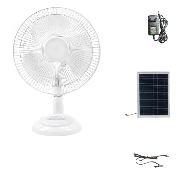 Low Price  Portable Rechargeable With Charging Solar Panel Table Fan With Lithium Battery