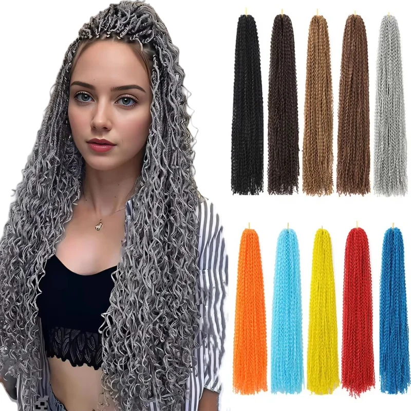 Wholesale 3X Pre-Looped Curly Wig Thin Small Synthetic Box Braids Wigs Crochet Spring Twisted Hair Braiding