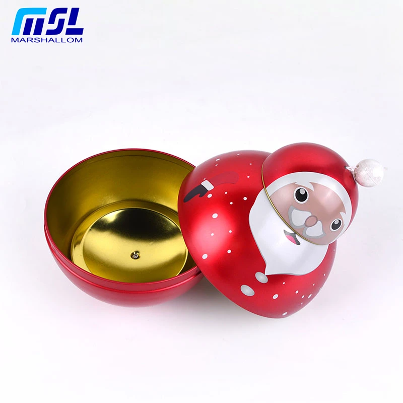 Tin Roly-Poly Toy Santa Design Fancy Round Candy Boxes Custom Trendy Cute Empty Christmas Decorative Gift Boxes for Children