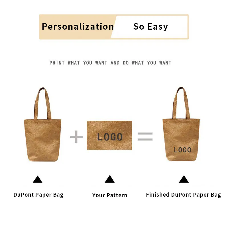 Cuctom Paper Shopping Bag Waterproof Handbags Tote Bag Imported Washable Kraft Paper Cooler Bag