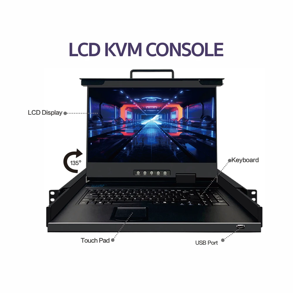 HDIM 1U rack mount 4K UHD 17.3 18.5 inch LCD kvm drawer 4 8 16 port kvm switch