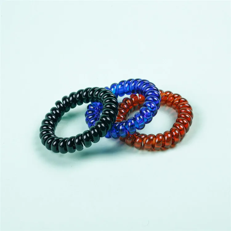 
Transparent clear tpu telephone cord line ponytail holders hair rings coils elastic hair tie 