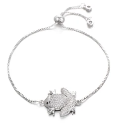 Jewelry  Animal Charm Rose Gold Color Bracelets Luxury Full Micro Cubic Zirconia Big Frog Chain Bracelet for Women Men