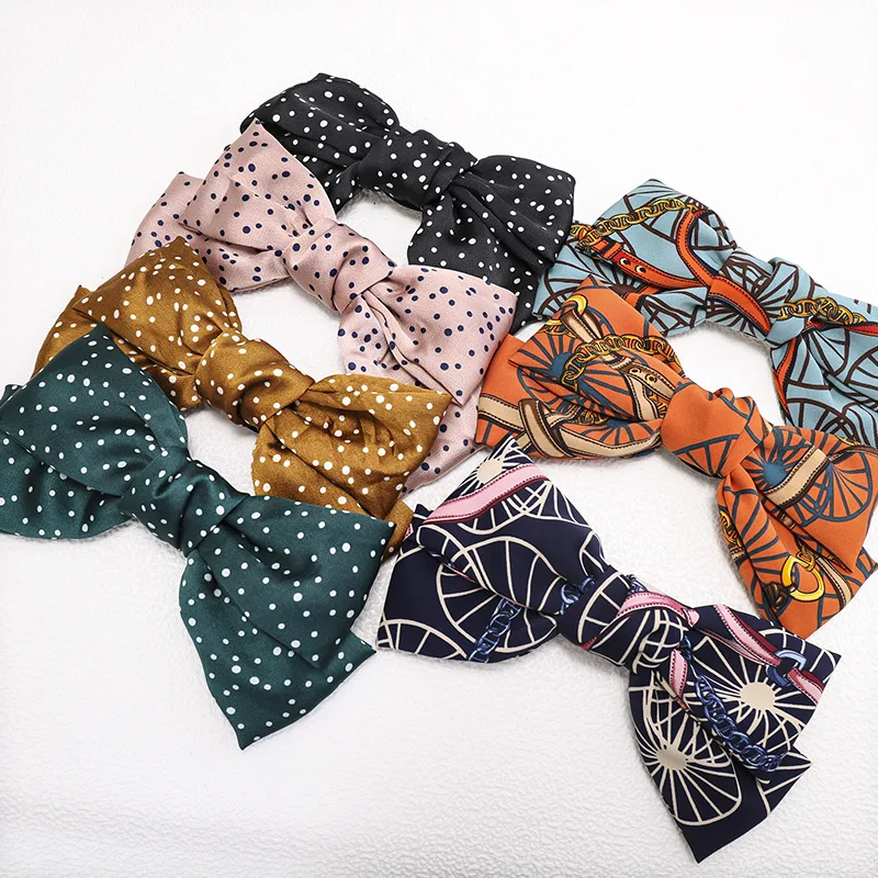HC396 baby hair accessories wholesale bulk Printed bow hair clip kids fabric hairclips for girls