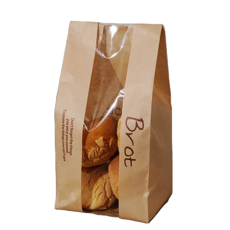 kraft bag window paper Donut Leisure Food Bread paper Food Packaging Cake Leisure Toast DIY Baking Bakery Bread Bag
