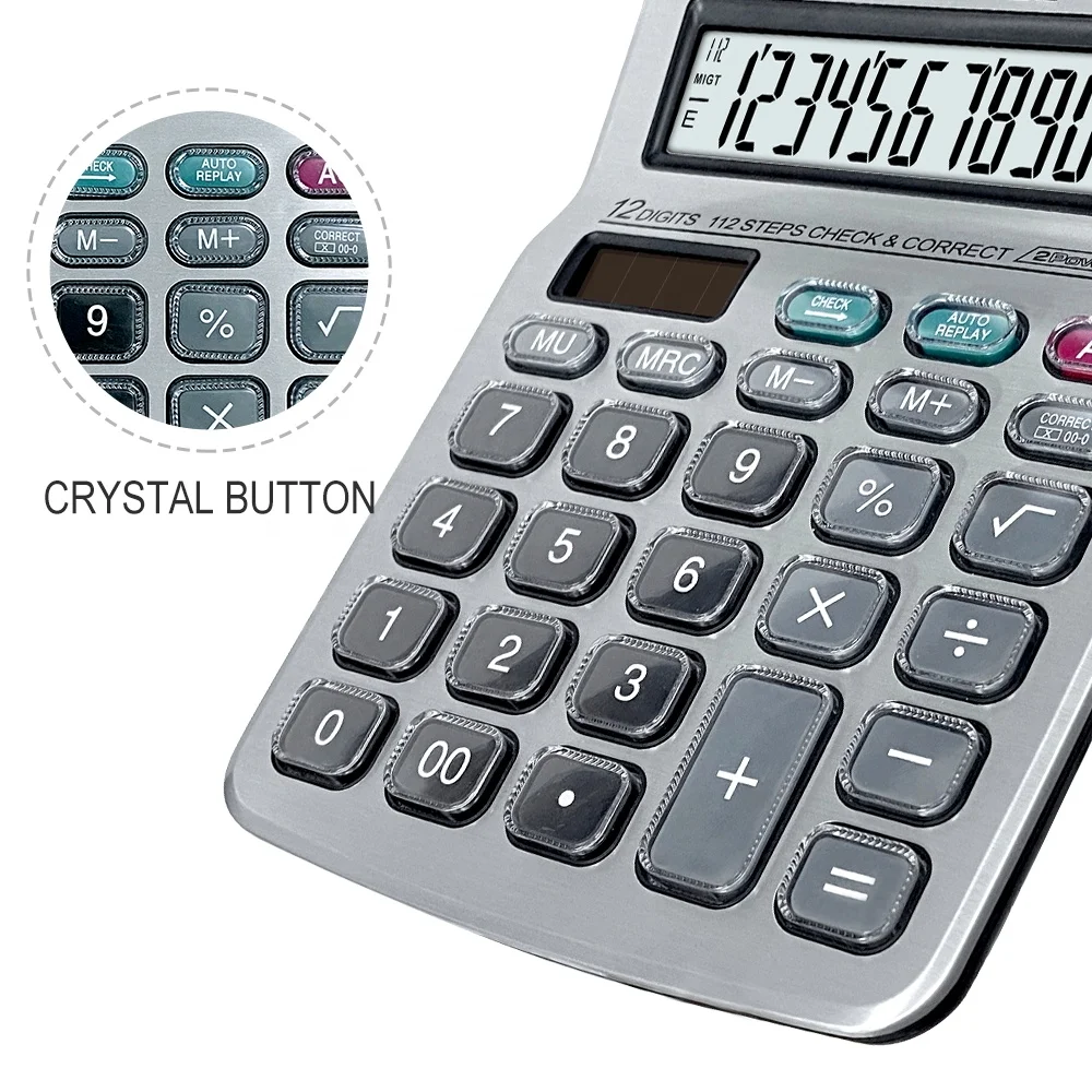 Professional large key 12 digit General Purpose Battery Power Office Calculator electronic calculator with Dual Power Popular